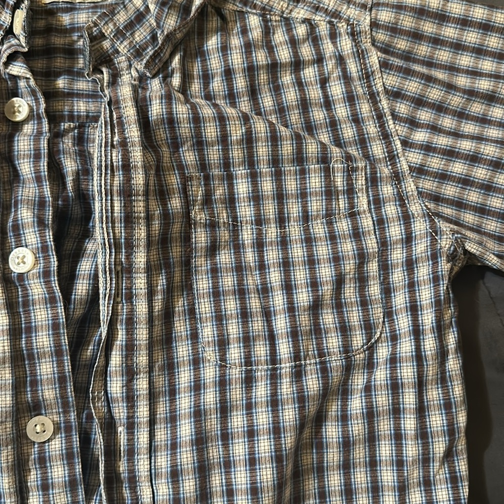 Oshkosh Blue/Brown Plaid Long Sleeve Shirt Size 5 - Picture 3 of 6